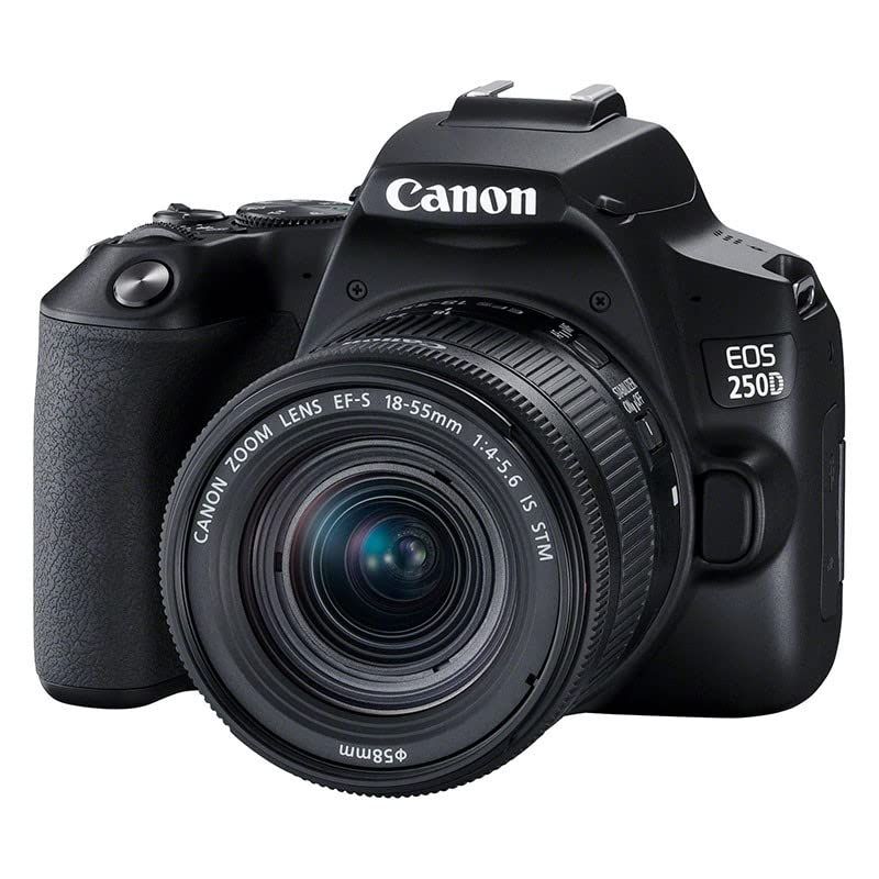 Canon EOS 250D - Cámara Digital (24,1 MP, 6000 x 4000 Pixeles, CMOS, 4K Ultra HD, Pantalla táctil) Negro - Kit con Cuerpo y EF-S 18-55IS STM